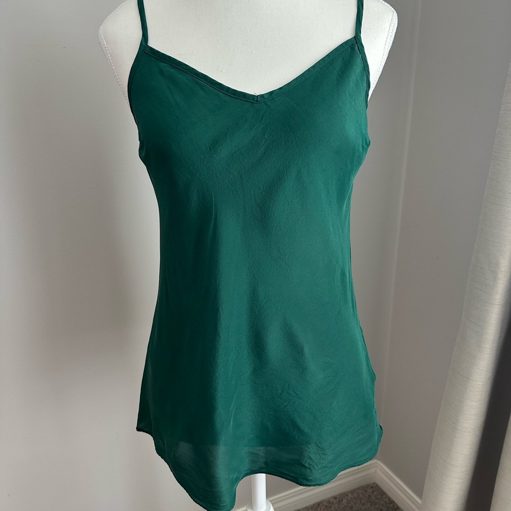 J. Crew 100% Silk Green Camisole